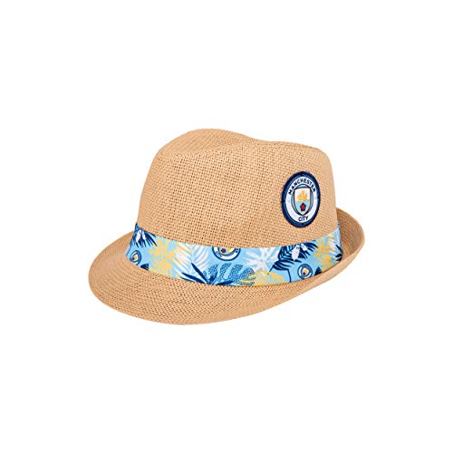 FOCO Officially Licenced Manchester City FC Mens Football Trilby Straw Sun Hat Multicolour