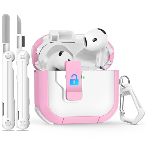 Image of Ekoonpft for AirPods 4 Case 2024, Secure Lock Design Cases for Apple AirPods Pro 4th Generation for Women Girly, Soft Cover with Cleaner,Silicone Wrist Strap,Cute Candy Keychain,Carabiner