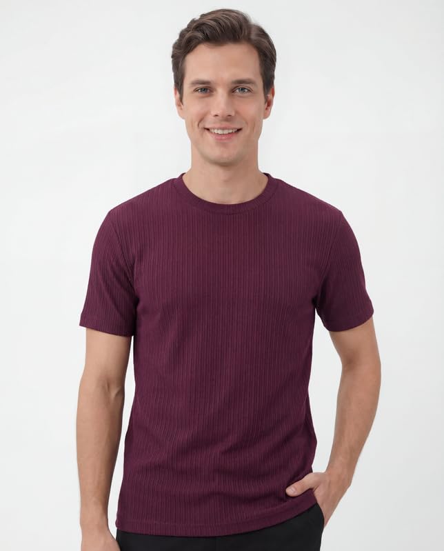Image of Poly Cotton Frill Round Neck T-Shirt for Men | |