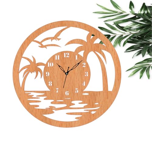 Image of ADK Wooden MDF Wall Clock Trendy Fancy Antique Design Silent Battery Operated Ticking Movement Clock -No Frame for Home /Kitchen /Office / 14