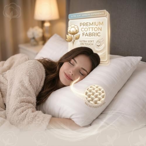 Image of Premium Microfibre Pillow, White, Standard Size, 61x41 Inch, Pillow Inserts, Pack of 1.