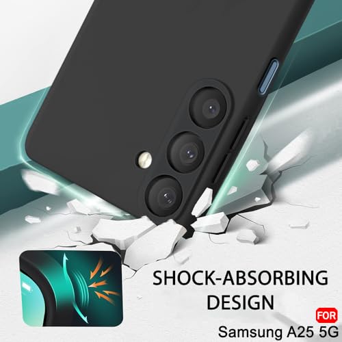 Image of TheGiftKart Genuine Liquid Silicone Back Cover Case for Samsung Galaxy A25 5G | Soft Micro-Fibre Lining Inside | Camera Protection Bump | Shockproof Back Cover Case for Samsung A25 (Silicone, Black)