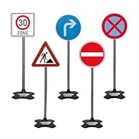 JAMARA 460293 - Traffic-Set-Grand B-5 Verkehrsschilder: 30 Zone, Rechtsabbieger, Einfahrtsverbot, absolutes Halteverbot, Achtung Baustelle, leichte Montage durch Zusammensteckbare Elemente