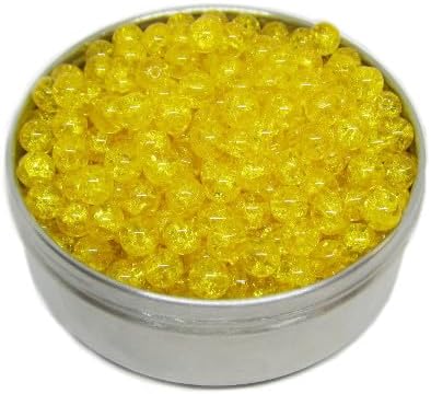 28 pcs Czech Glass Round Cracked Cracle Beads 8 mm Yellow CRA8-80000-20