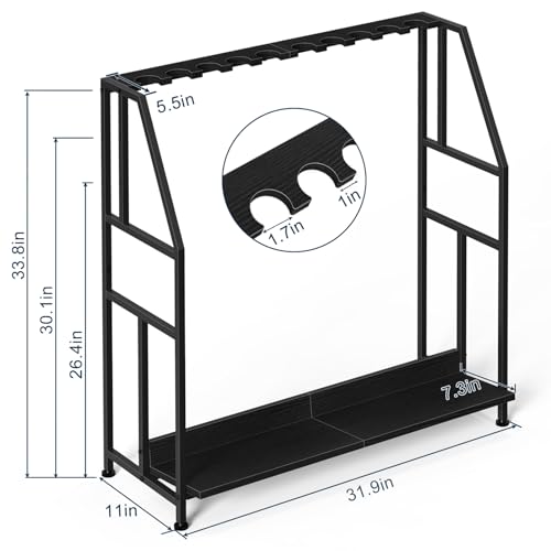 Gun Rack, Floor Standing Shotgun Racks Indoor, Heavy Duty Metal Frame Wooden Rifle Racks with Foot Padding, Vertical Gun Display Stand for Home Garage Gun Storage - Holds up to 10 Long Guns - Thumbnail 2