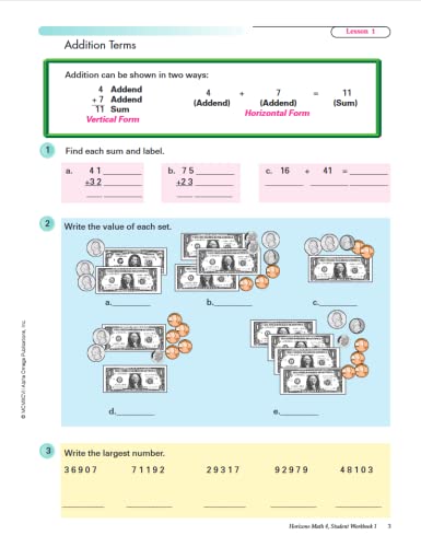Horizons Math 4 Set Of 2 Student Workbooks 4-1 And 4-2 #TOP2