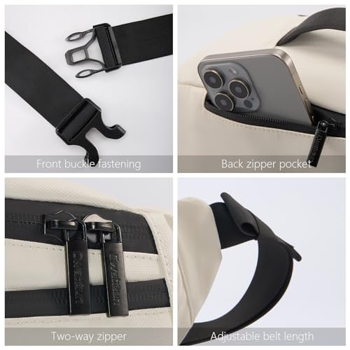 Waterproof Camera Waist Bag - Cwatcun Compact Camera Case, Lightweight Portable Fanny Pack, Daily Carry Storage Case Crossbody Bag for Canon, Nikon, Sony, Fuji DSLR/SLR/Mirrorless Camera, Lens, White - Thumbnail 4