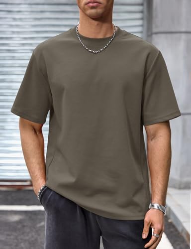 Image of Herberton Mens Oversized T-Shirts Heavyweight Cotton Stretch Fashion Thick Tee Tops (S-3XL)