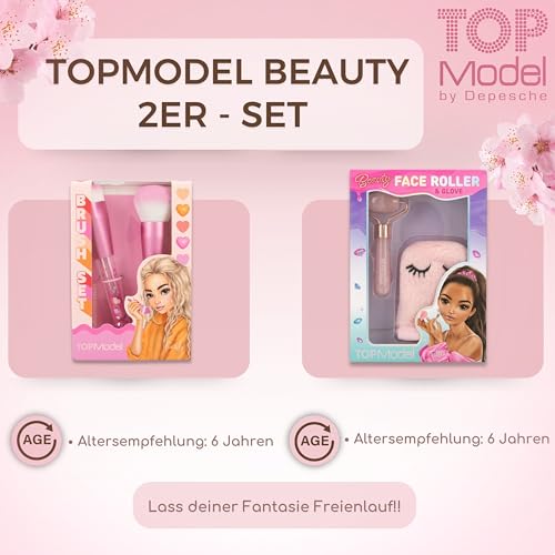 TOPModel Gesichtsroller Set BEAUTY and ME + TOPModel Pinselset Herz BEAUTY and ME - Pflege & Beauty für strahlende Haut und makelloses Make-up