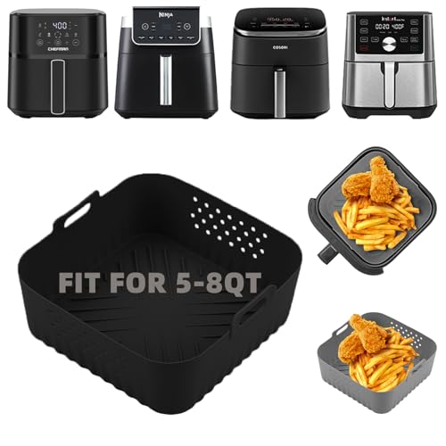 Image of Air Fryer Liners Silicone for Chefman 6 QT,Instant Pot Vortex Plus 6QT XL,1PCS Square Air Fryer Silicone Basket Reusable for Ninja /Sweetcrispy /COSORI and Other 5-8QT,Airfryer Accessories