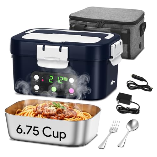 Gorgeous Cordless Electric Lunch Box, 6.7 Cups Smart Timer Auto