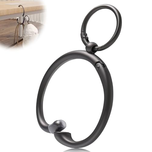 [JISONCASE] バッグハンガー 【2025 新登場・耐荷重 18kg】 カバン掛け テーブルフック スマホスタンド機能付き 亜鉛合金製 コンパクト 軽便 オフィス 出張 旅行 お持ち運び便利 (1, ブラック)