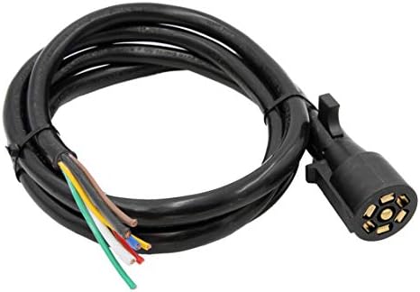 PEAKTOW PTT0044 Heavy Duty 7 Pin 8 Feet Trailer Plug Inline Cord with Double Prongs Connector