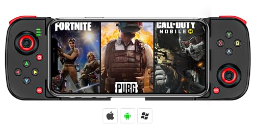 Megadream Wireless Game Controller für iPhone, MFi Bluetooth Mobile Gamepad Joystick für iOS/Android, für iPhone15/14/13 Pro/12/11/Samung Galaxy, OPPO, Oneplus, Huawei, Direct Play (Blcak)