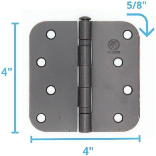 4.0" x 4.0" 5/8" Radius Ball Bearing Exterior Door Hinges (Colonial Bronze, Pack of 3)