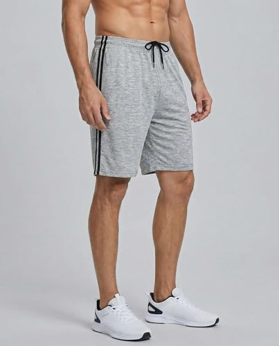 Image of Real Essentials Men's 5 Pack: 9 inch Dry-Fit Shorts - Athletic Gym, Workout, Basketball, Running, Casual Lounge Active Pockets