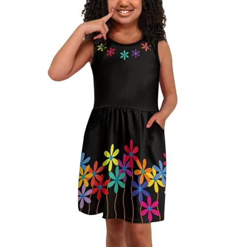 Kids Summer Sleeveless Dresses Birthday Beach School Travel Sundress2