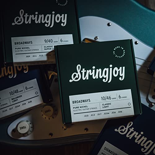Stringjoy Br1046 Broadways Pure Nickel Electric Guitar Strings (Classic Light Gauge, 10-46) #TOP3