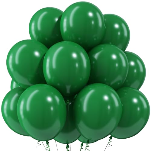 Image of Togvu Green Balloons, 50Pack 12 Inch Dark Green Latex Party Balloons for St. Patrick's Day Graduation Dinosaur Jungle Golf Theme Birthday Party Decorations