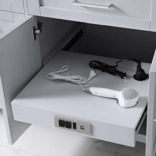 Ove Decors Tahoe 72G Marble Top Bathroom Double Sink Vanity, 72-Inch By 21-Inch, Dove Gray #TOP6