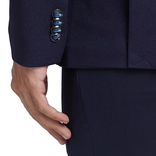 Image of Park Avenue Men's Super Slim Fit Pure Terylene Structure Pattern Notch Lapel Full Sleeve Formal Jacket