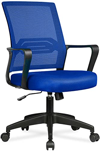 COMHOMA Chaise Bureau Ergonomique Fauteuil de Bureau Pivotant Siège en Maille Respirant Fonction Berçante Réglable en Hauteur (Bleu de Drapeau) Cover