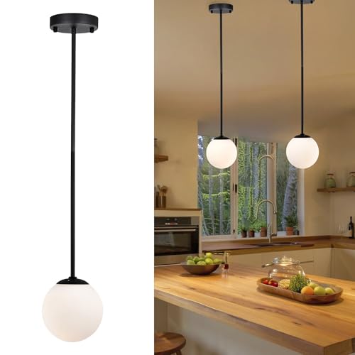 Alighting Schwarze Kugel-Pendelleuchte Ø15 cm höhenverstellbar, Mid Century Moderne Pendelleuchte ideal für Kücheninseln, Esszimmer oder Theken Alighting Schwarze Kugel-Pendelleuchte Ø15 cm höhenverstellbar, Mid Century Moderne Pendelleuchte ideal für Kücheninseln, Esszimmer oder Theken