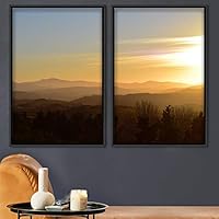 2 Piece Framed Canvas Wall Art Sunset in The Mountains Canvas Prints Home Artwork Decoration for Living Room,Bedroom - 16