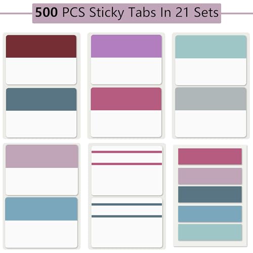 Image of ELII 500 PCS Sticky Index Tabs 2 Inch Book Tabs,Page Markers File Tabs | Self Adhesive, Labels for Pages Notebooks,Repositionable, Tape Flags, Binders,File Folders,Smooth Writing,Safety Material