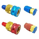 Icyhaws R1234YF to R134A Quick Couplers Kit, High Low Side Adapters for Car Conditioner AC Evacuation Recharging Refrigerant Recharge Kit Connector, Blue and Red