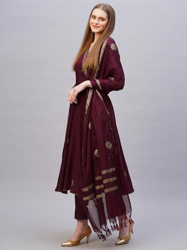 Image of ANNI Designer Rayon Blend Women Kurta Set with Pant & Dupatta