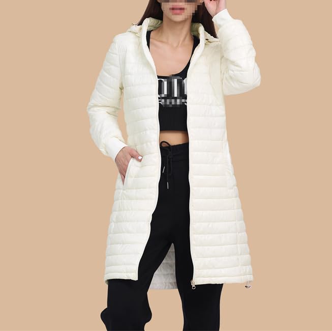Dninmim Chaqueta acolchada larga y cálida para mujer con capucha ajustable, parka de invierno para exteriores