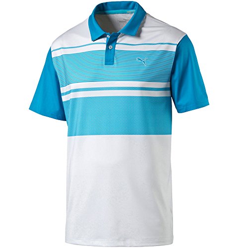 PUMA GOLF 2016 Men's Pattern Block Polo, Atomic Blue, Small