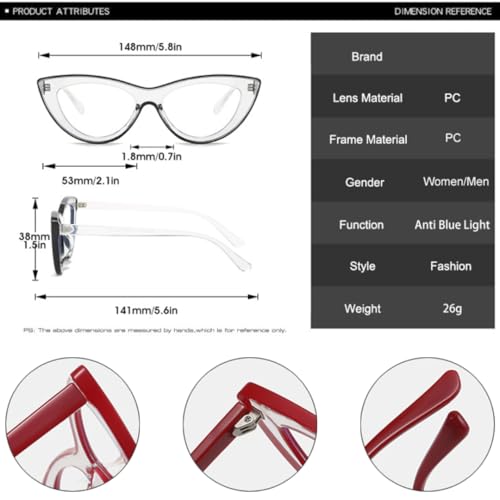 Lunettes œil de chat à monture rétro légère et design contrasté - 5