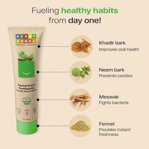 Image of Fennel Fresh Baby Toothpaste for Strong Teeth, Healthy Gums & Cavity Protection - 100% Natural & Organic Tooth Paste for Kids Ages 12 Months & Above (25 GM) (Pack of 1)