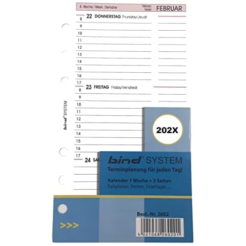 BIND B260224 Kalendereinlage für Managerkalender A6, Timer Einlage Cover