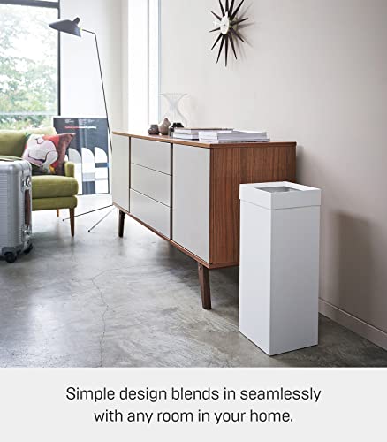 Yamazaki Alloy Steel Home 4488 Tall Trash Can-Modern Garbage Waste Basket With Handle, One Size,27 Liter, White #TOP1