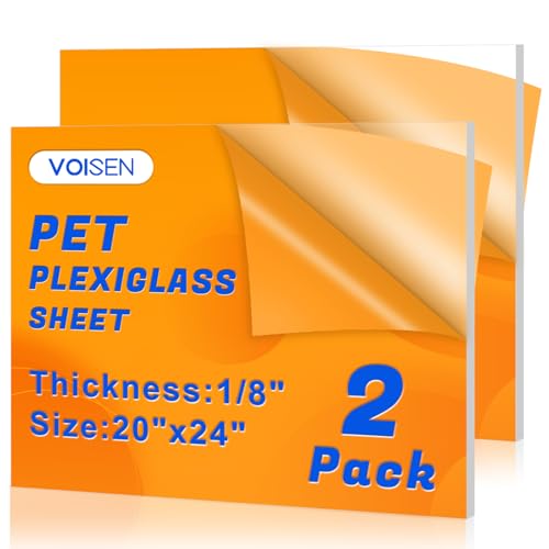 Image of 2 Pack Plexiglass Sheets 1 /8 Inch Thick, 20 inchX24 inch Plexi Glass Panel | Plastic Sheet for Crafts,Signs, Display Cases, Sneeze Guard, Cut with Engraver,Power Saw or Hand Tools