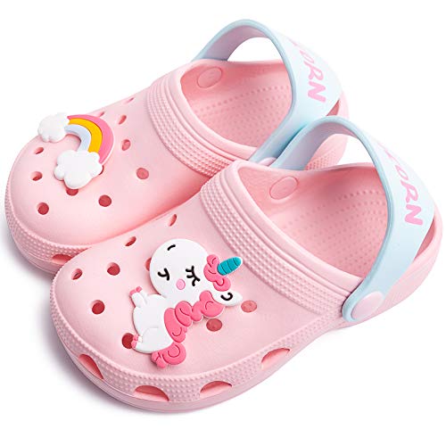 eccbox Toddler Little Kids Clogs Cute Lightweight Garden Shoes Non-Slip Boys Girls Slide Sandals Summer Beach Water Shower Pool Slippers