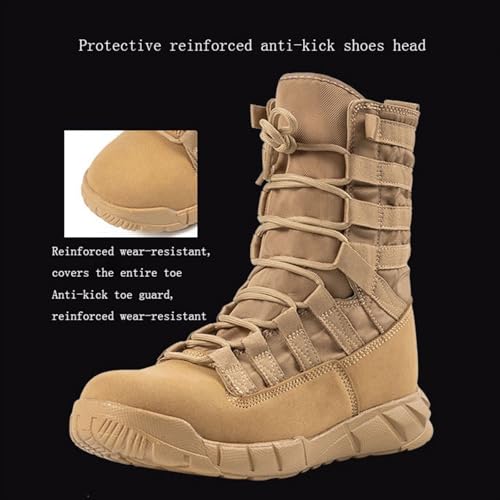 Wygwlg Mens Military Tactical Work Boots, Men Fashion High Top Side Zip Outdoor Non Slip Tactical Boots, Comfortable Stylish Lace up Casual Boot, for Camping, Hiking, Work Combat4
