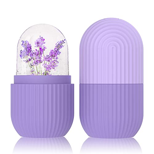 GeeRic Rodillo Facial De Hielo,Ice Roller Rodillo de Cara de Hielo de Silicona para Aliviar Ojos Hinchados, Ayuda a Reducir Los Poros, Aliviar el Dolor, masaje, Refrescarse en Verano, Púrpura Cover