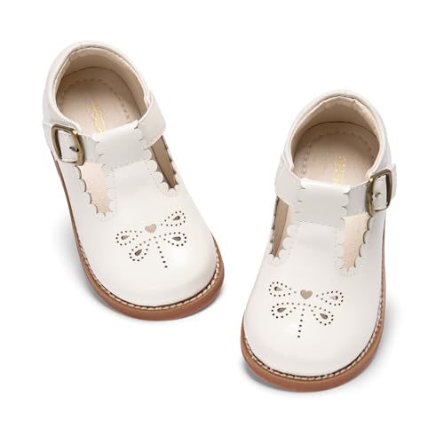 Image of PHIRAMIN Toddler Flower Girl Dress Shoes - Little Girl Mary Janes Flats Wedding