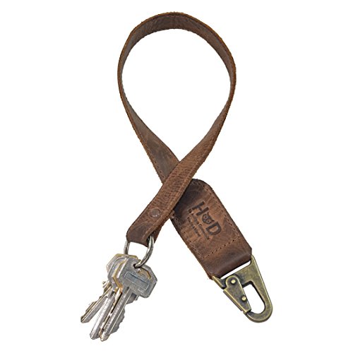 Rustic Leather Key Chain Lanyard Handmade by Hide & Drink :: Bourbon Brown