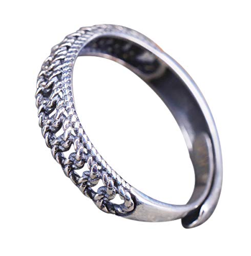 NicoWerk Damen Silberring Geflochten aus 925 Sterling Silber Schlicht Gedreht Durchbrochen Vintage Geschwärzt Verstellbar Offen SRI560 Cover