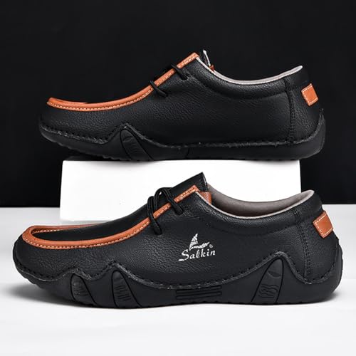Men's Leather Orthopedic Loafers Comfort Arch Support Non Slip Lace up Casual Shoes Lightweight Work Driving Traveling Walking Shoes3