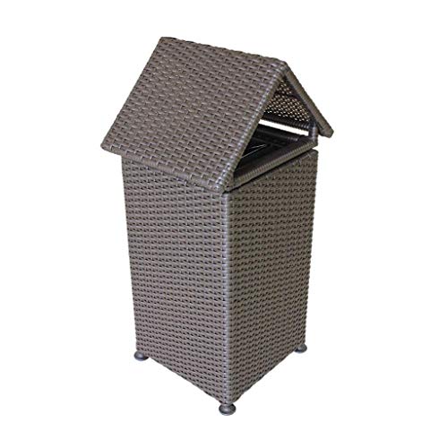 EAHKGmh Trash Can Garbage Can Storage Dustbins Outdoor Creative Outdoor Plastic Weave Vine Waste Bins Park Community Property Garden Hotel