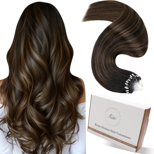 Hetto Micro Loop Hair Extension Brown Highlights for Daily Activity...