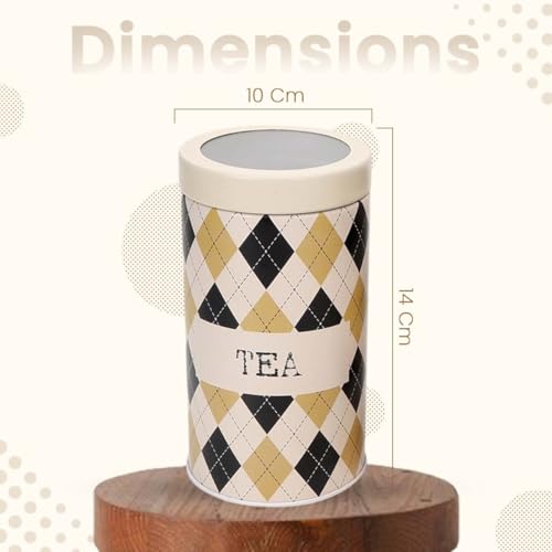 Image of Brit Collection Airtight Kitchen Container| Set of 3-850ML| Beige Black | Metal Storage Jars for Tea, Coffee & Sugar| Vacuum Sealed, Moisture Proof, Food Grade Canisters for Freshness