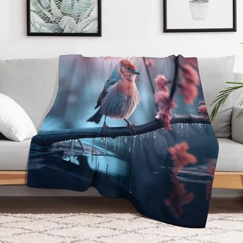 Couverture flannel oiseau chaude pour éviter le froid sur votre sofa