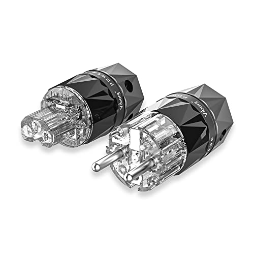 Viborg High end VE503R+VF503R spina Schuko + spina per elettrodomestici a freddo, in rame puro rodiato, per applicazioni HiFi